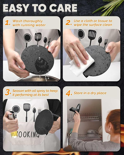 HULISEN Pre-Seasoned Cast Iron Burger Press Includes 100 Pcs Patty Paper, 2.3lb Heavy Duty 6” Burger Smasher for Griddle with Heat Resistant Handle, Grill Press for Hamburger, Bacon, Meat