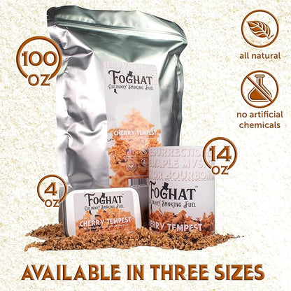 Foghat Cocktail Smoker Wood Chips - 100oz Cherry Tempest Shavings for Smoker, Whiskey & Drink Infuser Kit - All Natural, Culinary Wood Smoking Chips for Cocktail Smoke Gun & Drink Smokers - Bulk Pack