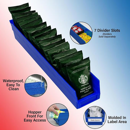 Akro-Mils 30124 Heavy Duty Plastic Shelf Bins, 24"x 4"x 4", Clear, 12-Pack | Heavy Duty Nesting Storage Bins for Garage, Closet, Refrigerator, Kitchen, Cabinet, Drawer Organization, Pantry Organization