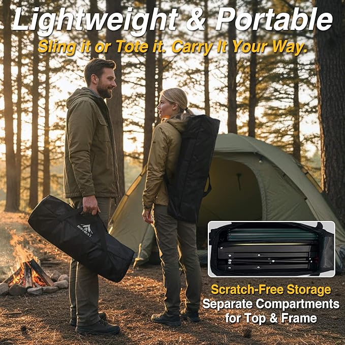 Camping Table Portable Foldable with Adjustable Height, Lightweight Collapsible Aluminum Roll-Up Camp Table with Storage Bag & Carry Bag, Heat-Resistant for RV Picnic BBQ Camping (Medium 20"×18")