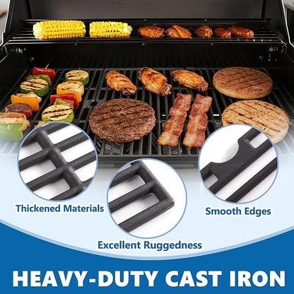 SafBbcue 16.5 Inch Grill Grates for Kenmore Grill Parts 6 Burner 146.47223610 146.23681310 146.23766310 Gas Grill Replacement Parts, Cast Iron Grill Cooking Grates for Kenmore Grill Replacement Parts
