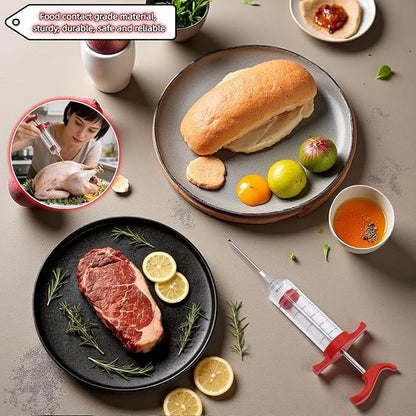 Meat Injector Syringe with Cleaning Brush,30ml/1oz Capacity Turkey Injector with 3"Needle,1 oz Brining Kit for Effortless Marinating-Perfect for BBQ,Chicken,Thanksgiving Turkey,Steak&Grill