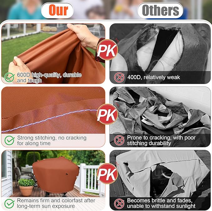 QuliMetal Grill Cover for Camp Chef 24 Pellet Grills, Model DLX 24, SmokePro 24, Woodwind 24 Pro Pellet Grills, PG24, PG24LS, PG24S, PG24SE, PG24LTD, PG24XT, SG24, SmokePro DLX, Anti-UV 600D, Brown