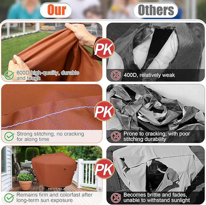 QuliMetal Grill Cover for Camp Chef 24 Pellet Grills, Model DLX 24, SmokePro 24, Woodwind 24 Pro Pellet Grills, PG24, PG24LS, PG24S, PG24SE, PG24LTD, PG24XT, SG24, SmokePro DLX, Anti-UV 600D, Brown