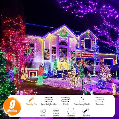LitHome Color Changing Christmas String Lights Connectable, 35 Colors 66Ft 200 LED Red White and Blue String Lights Outdoor with Remote, 4th of July Light Plug in for Tree Party Independence Day Decor