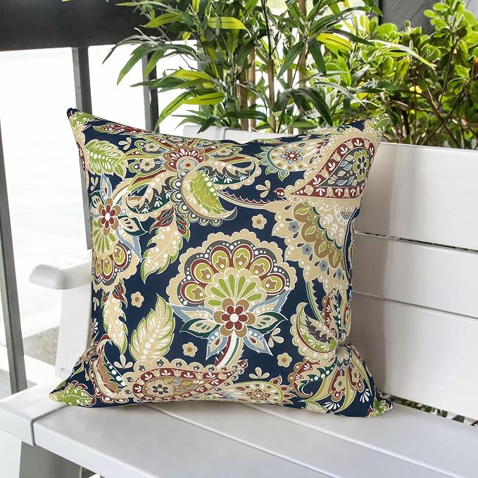 LVTXIII Outdoor Pillow Covers 20x20 Inch, 2 Pack Large Square Throw Pillow Cases, Fade-Resistant Cushion Covers for Patio Furniture Sofa, Garden Porch, Paisley Bloom