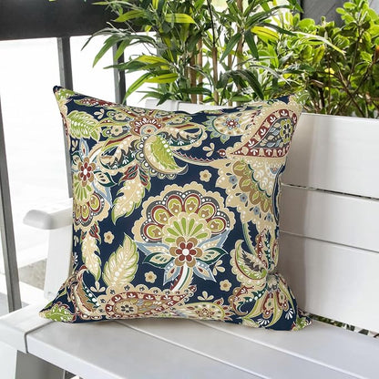 LVTXIII Outdoor Pillow Covers 20x20 Inch, 2 Pack Large Square Throw Pillow Cases, Fade-Resistant Cushion Covers for Patio Furniture Sofa, Garden Porch, Paisley Bloom