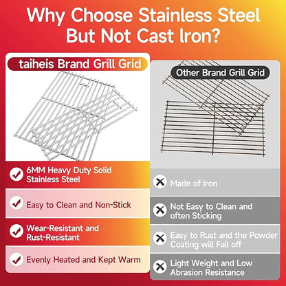 19.5''D x 30''W Grill Grates Replacement for Angus：47628（LP）、47629（NG），Silver Stainless Steel Grill Grate for Brahma：57568（LP）、57569（NG）,4Pack Grill Grates for Outlaw：26038、26039