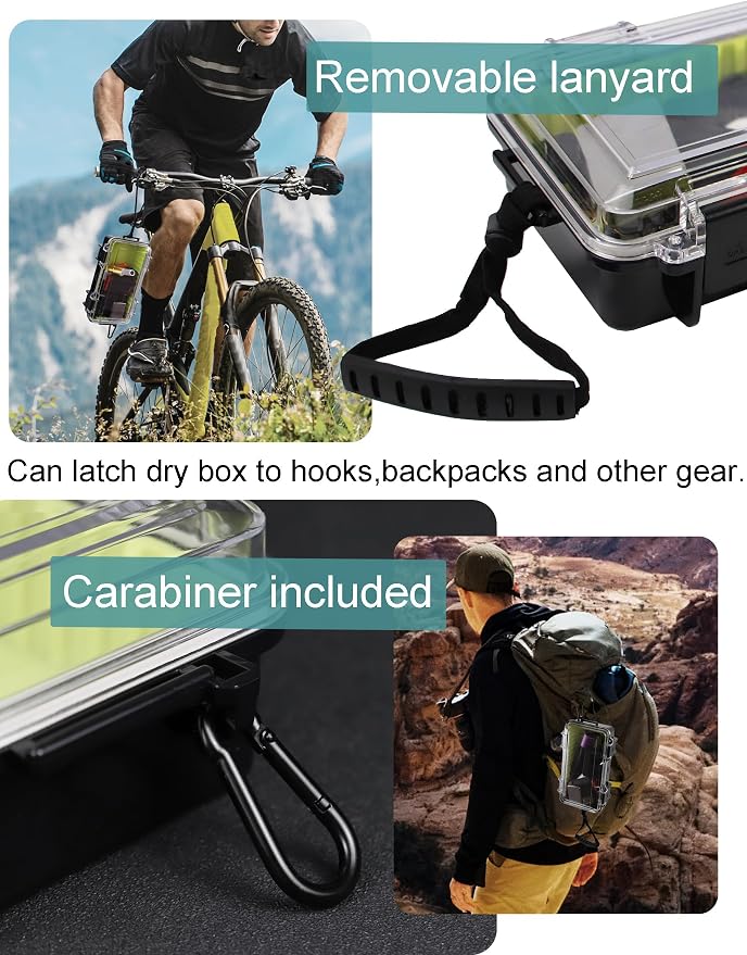 Avlcoaky Waterproof Box Dry Box Waterproof Containers, Protective Case 10" L x 5" W x 2.5" H Watertight Storage Box Kayaking Boat Waterproof Boxes