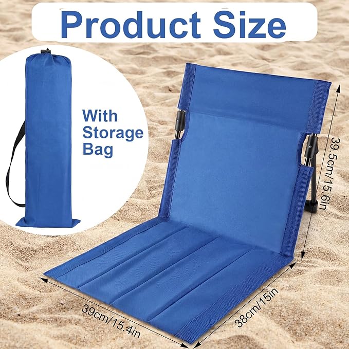 Karenhi 2 Pcs Foldable Poolside Beach Chairs for Edge of Pool Portable Beach Chairs Folding Pool Seats with Back Support Carry Bag for Adults Traveling Camping Picnic Lawn (Navy Blue)