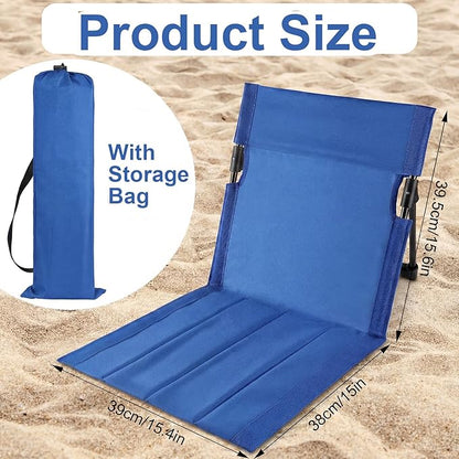 Karenhi 1 Pcs Foldable Poolside Beach Chairs for Edge of Pool Portable Beach Chairs Folding Pool Seats with Back Support Carry Bag for Adults Traveling Camping Picnic Lawn (Navy Blue)