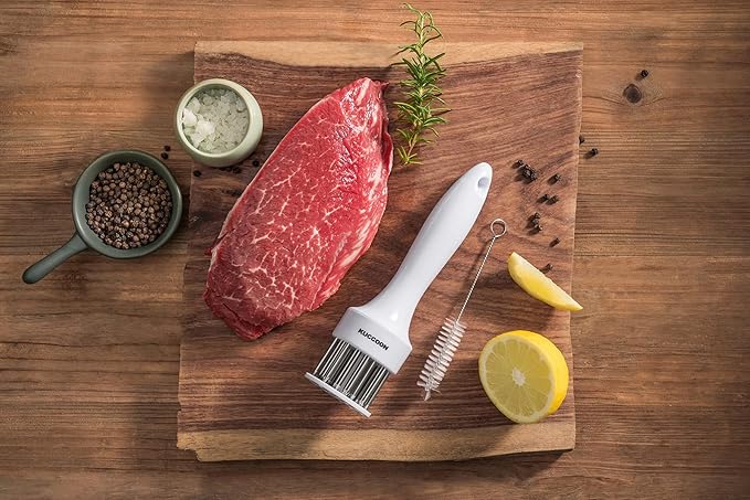 Meat Tenderizer Tool (Pack of 2) Stainless Steel Needle Ultra Sharp 24 Blade Tenderizer Tool for Tenderizing Beef Chicken Steak Veal Pork