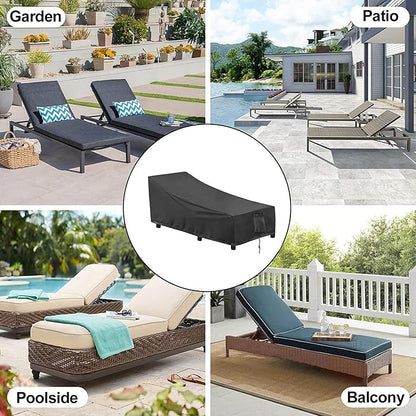 OutdoorLines Outdoor Waterproof Patio Chaise Lounge Chair Cover - UV Resistant Lounger Covers Heavy Duty Weatherproof Patio Sofa Furniture Covers, 2 Packs, 84Wx32Dx32H Inches, Black