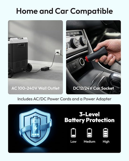 EUHOMY 12 Volt Refrigerator, 100QT(95L) Dual Zone Electric Cooler APP Control, IPX4 Waterproof Car Refrigerator -4℉~68℉, Car Fridge 12/24V DC 100-240V AC, Portable Car Freezer for Camping, Travel, RV