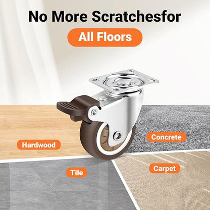 Nefish 2 Inch Casters Wheels 12 Pack, TPR Rubber Casters Wheels for Furniture, 360 Degree Swivel Plate Castors, Durable Light Duty Castor Wheels for Cabinet, Boxes, DIY, Desk, Table