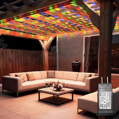 Lovelite 10ft x 10ft Net Lights, 280LED Gazebo Lights Outdoor 8 Modes Timer, Waterproof Connectable Christmas Light Clear Wire Large Size for Bushes Patio Pergolas Garden Holiday Party - Mulicolor