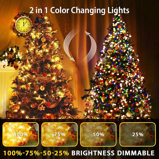 JMEXSUSS 200 LED Warm White & Multicolor Color Changing String Lights | 66ft String Lights Indoor Outdoor, Plug in, Connectable, Christmas Lights with Remote for Trees Xmas Party Decor