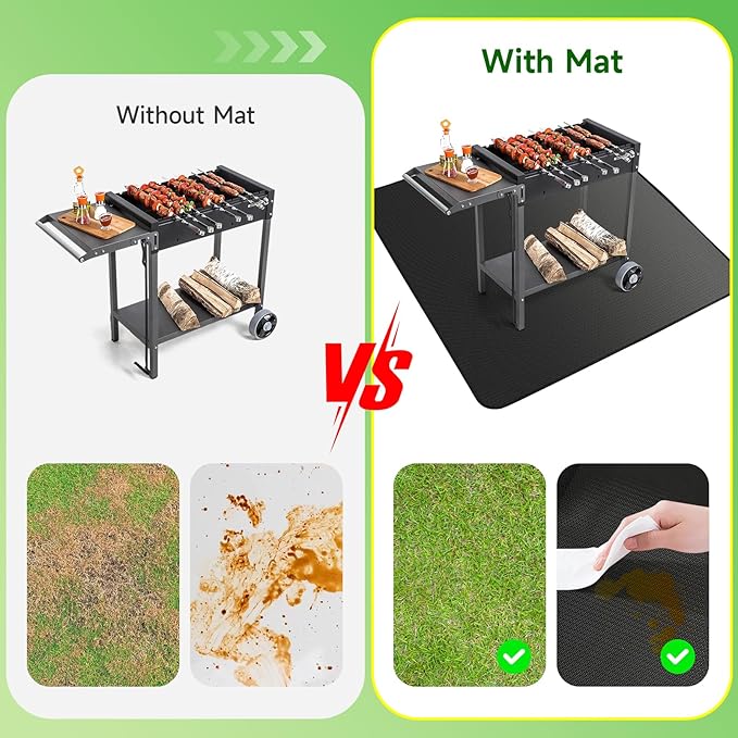 SANLIKE 39" Square Fire Pit Mat Under Grill Mat for Outdoor Grill 3-Layer Double-Sided Fireproof Mat Oil-Proof Waterproof BBQ Pad for Grass Deck Patio Outdoor & Indoor Wood Burning Fire Pit Portable