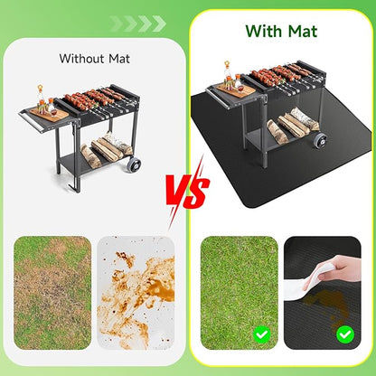 SANLIKE 39" Square Fire Pit Mat Under Grill Mat for Outdoor Grill 3-Layer Double-Sided Fireproof Mat Oil-Proof Waterproof BBQ Pad for Grass Deck Patio Outdoor & Indoor Wood Burning Fire Pit Portable