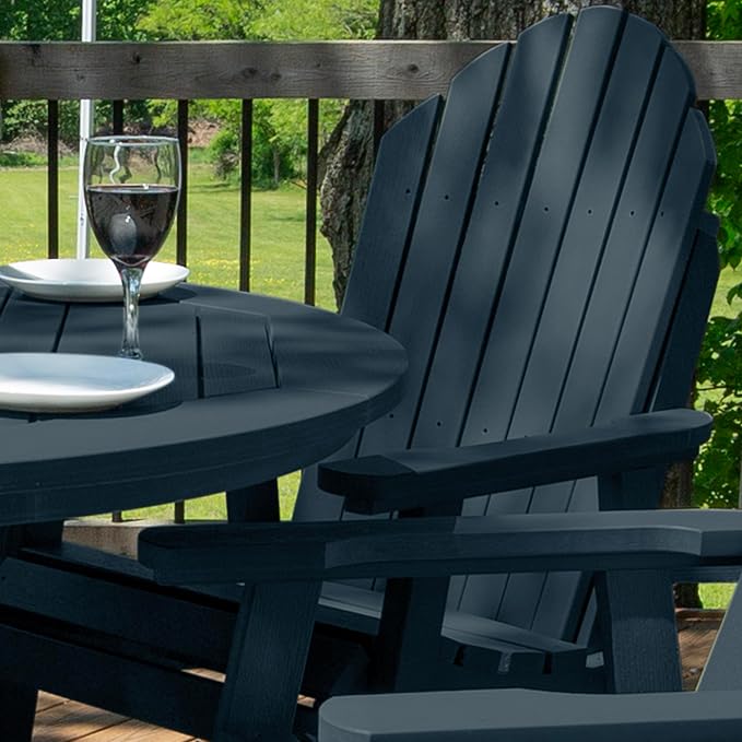 Highwood AD-CNA48-FBE Hamilton 5 Piece Round Counter Height Dining Set, Federal Blue