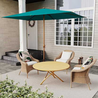 Abba Patio 6.5FT Outdoor Patio Umbrella Outdoor Table Umbrella with Crank Market Umbrella 6 Sturdy Ribs UV Protection Waterproof and Push Button Tilt for Garden Deck Backyard Pool,Nordic Blue