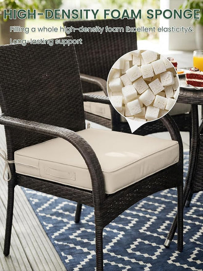Outdoor Chair Cushion 22 x 22 x 4 Inches Patio Furniture Outdoor Waterproof Seat Cushion, Patio Chair Cushion with Handles and Ties, Square Dining Chair Cushion Set of 4, Cream