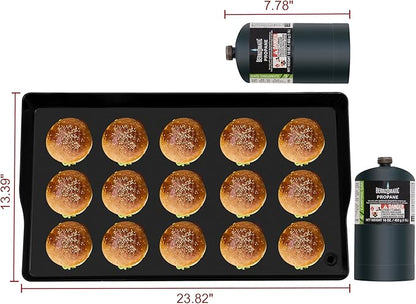 Royal Gourmet PD1300 3-Burner Portable Propane Gas Grill Griddle, 26,400 BTU Table Top Griddle for Outdoor Cooking, Camping, Tailgating, or Picnics, Silver