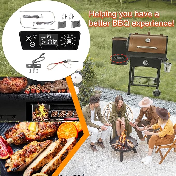 Digital W/LCD Display Control Board Thermostat Kit for Pit Boss Pellet Grill Smoker Austin XL, Replacement Parts Includes Meat Probes,Temp Sensor & Ignition Hot Rod