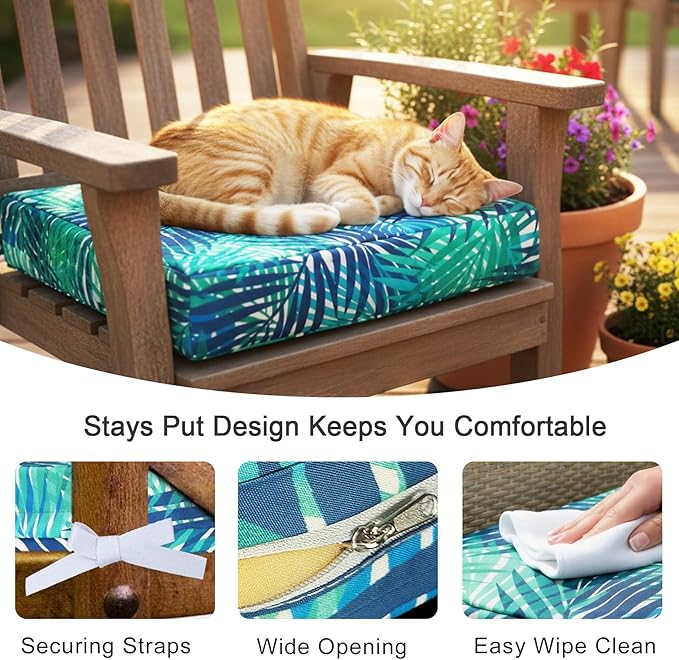 NettyPro Outdoor Cushion Cover Waterproof Patio Chair Seat Cushion Slip Cover 4 Pack, 20 x 18 x 4 Inch