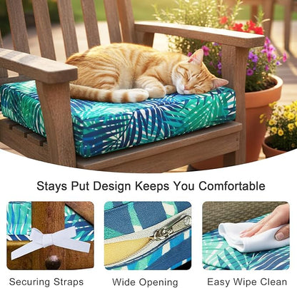 NettyPro Outdoor Cushion Cover Waterproof Patio Chair Seat Cushion Slip Cover 4 Pack, 20 x 18 x 4 Inch