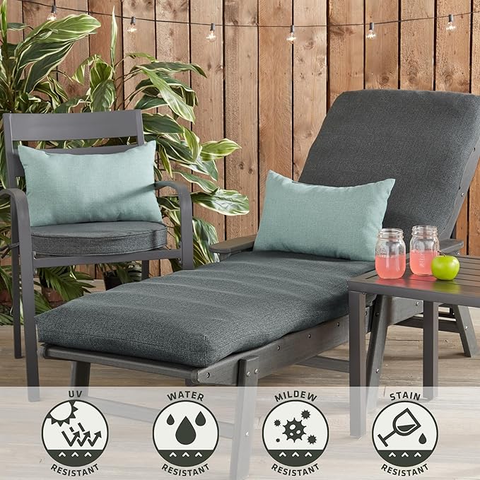 Outdoor Reversible Chaise Lounge Chair Cushion, Graphite