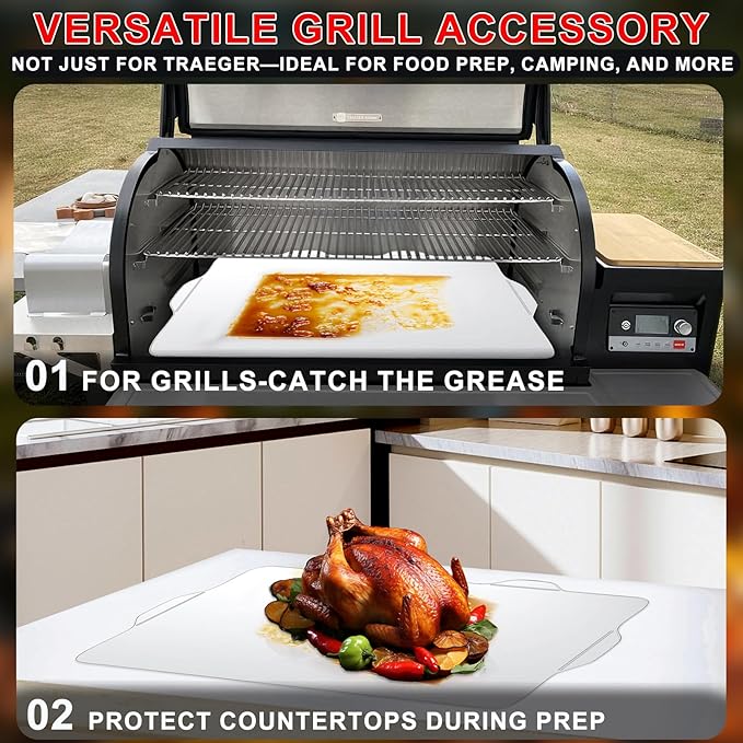 6 Packs BAC515 Drip Tray Liners for Traeger Timberline 1300 Series Grills, Heat-Resistant Foil Liners Replacement for Traeger Timberline Accessories, Aluminum Tray for Catching Grease 35.5 x 16.5 Inch