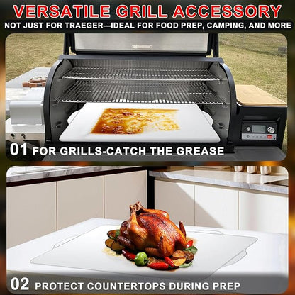 6 Packs BAC515 Drip Tray Liners for Traeger Timberline 1300 Series Grills, Heat-Resistant Foil Liners Replacement for Traeger Timberline Accessories, Aluminum Tray for Catching Grease 35.5 x 16.5 Inch