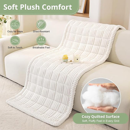 OstepDecor Couch Cover for Dogs, Washable Non Slip Sofa Cover for Pets | Soft Couch Covers for Sofa, Loveseat and Sectional, Furniture Protector Against Pet Hair & Dirt (27.6" x 47.2", White)