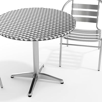 Flash Furniture Lila 31.5'' Round Aluminum Indoor-Outdoor Table Set with 2 Slat Back Chairs | Indoor/Outdoor Use, Slat Back Chairs