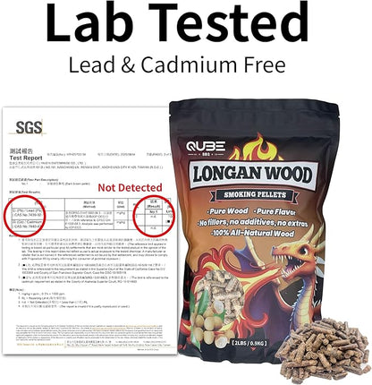 Taiwanese Longan Wood Smoking Pellets | Rare Fruitwood Flavor Enhancer | Use Less for Amazing Smoke | 100% Natural Hardwood for All Grills & Smokers | 2 lb Bag