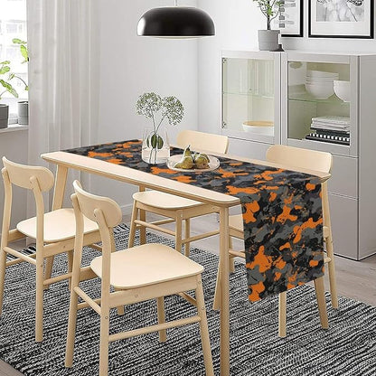 Army Camouflage Table Runner Teens Camo Kids Boys Girls Colorful Vintage Retro Style Print Table Runners for Party Kitchen Dining Banquet 13x36 Inch