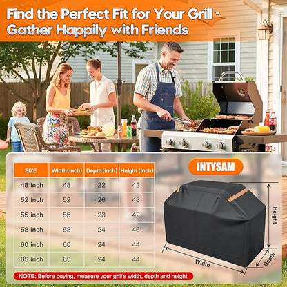 Patented Fully Enclosed Grill Covers for Outdoor Grill 2-in-1 Heavy Duty Barbecue Grill Cover 600D Waterproof Animal-Proof BBQ Cover Outside Fits Weber (52 Inch Full Enclosed Grill Covers 2-in-1)