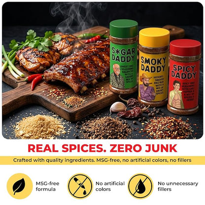 BBQ Rub Dads Gift Set, 3 BBQ Seasoning,BBQ Grill Rub Perfect Gifts for Mens | 3 Bold Barbecue Rubs (Sweet, Spicy & Smoky Blends), Fathers Day Birthday gifts for Men