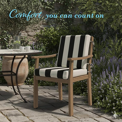 California Umbrella Outdoor Dining Chair, Patio Seat Cushion, 20 x 40 Inch, Premium Outdoor Memory Foam, Fade Resistant Sunbrella Fabric, Fabric Ties,Cabana Classic