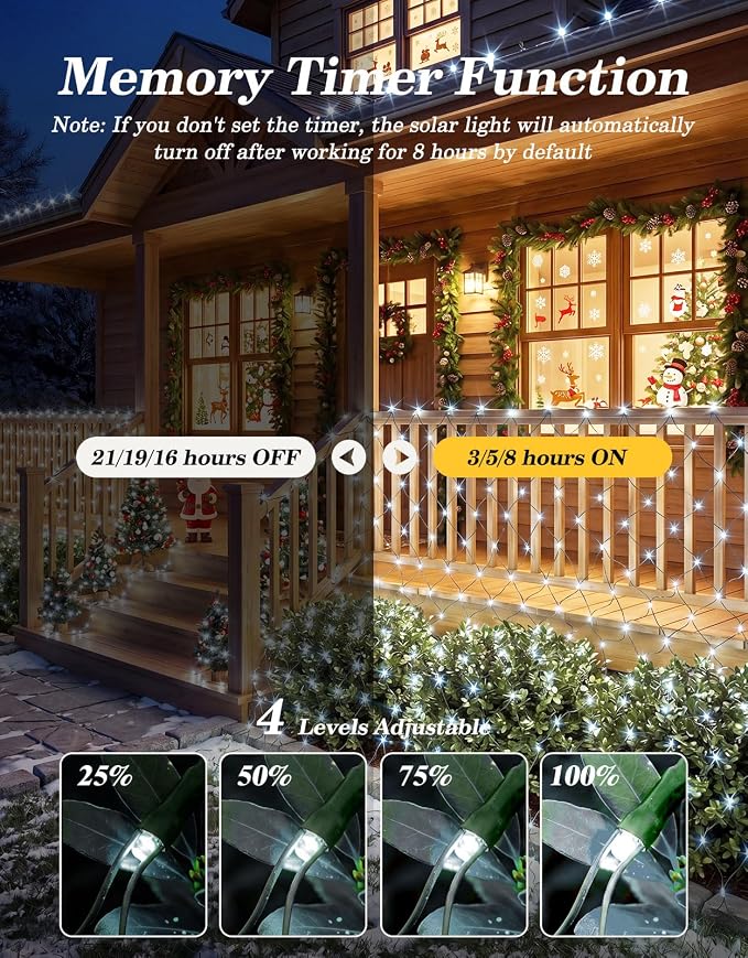 21x5FT Solar Christmas Net Lights Outdoor Waterproof with Remote | 360LED 8 Modes Solar & USB Powered Mesh Lights with Green Wire for Gazebo, Bush, Garden Shrubs, Lawn, Patio Decor, Cool White
