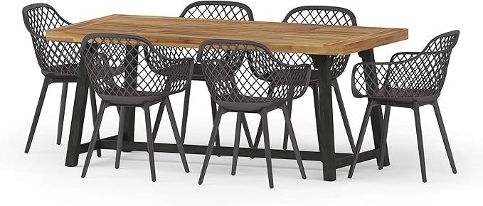 Christopher Knight Home Patrice Outdoor Dining Sets, Black + Sandblast Black