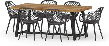 Christopher Knight Home Patrice Outdoor Dining Sets, Black + Sandblast Black