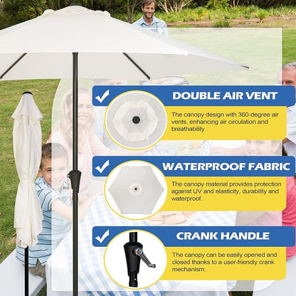 Sunnyglade 9FT Outdoor Patio Umbrella, Market & Table Umbrella with 6 Sturdy Ribs and Crank System, Fade-resistant & Waterproof for Garden Backyard Poolside Deck