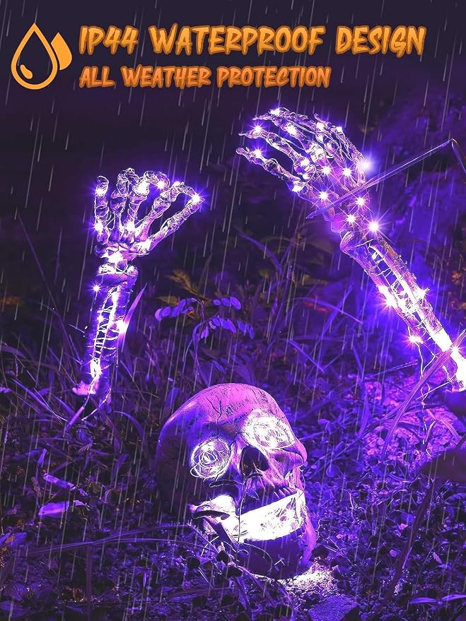 Halloween Fairy String Lights Battery Operated 100 LED 33FT 4 Pack Purple | Timer, 8 Modes, Remote Control, Brightness Adjustable Waterproof Twinkle Lights for Indoor Outdoor Party Cpreepy decorations