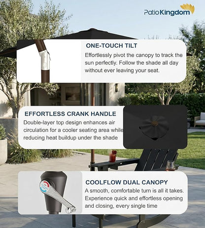 PatioKingdom 10FT Patio Umbrella with Push Button Tilt and Crank, Outdoor Market Umbrella with 8 Fiberglass Ribs, UV Protection Table Umbrella for Pool,Backyard,Garden,Deck