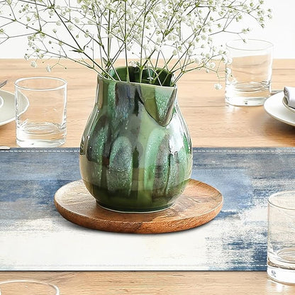 White Gray Table Runners Modern Art Farmhouse Linen Table Runners Dresser Scarves Retro Rustic Style for Party Kitchen Dining Table Coffee Holiday Party Decor (White Gray, 13"x 71")