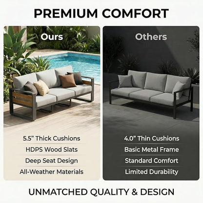 ZANDOR Aluminum Outdoor Patio Furniture Set with Table,7 Seat,Dark Gray | Rustproof,High weight capacity,Water-repellent,Washable Cover,All-Weather Resistant,Easy clean,for Poolside Backyard Deck