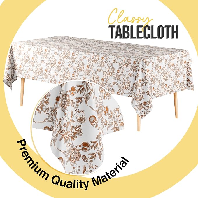 Exquisite 66% Thicker Floral Plastic Tablecloth Rectangle 54x108 Inch 24 Pack - Pomegranate Disposable Summer Table Cloth Tea Party Decorations - Fruit Print Table Cover Bridal Shower Wedding Fall