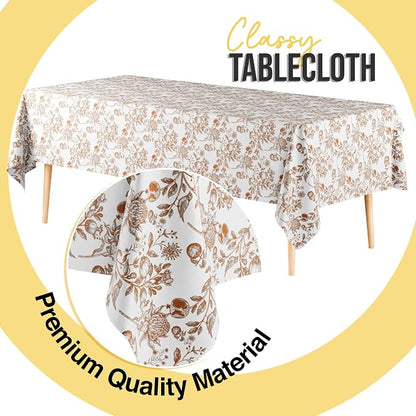 Exquisite 66% Thicker Floral Plastic Tablecloth Rectangle 54x108 Inch 24 Pack - Pomegranate Disposable Summer Table Cloth Tea Party Decorations - Fruit Print Table Cover Bridal Shower Wedding Fall